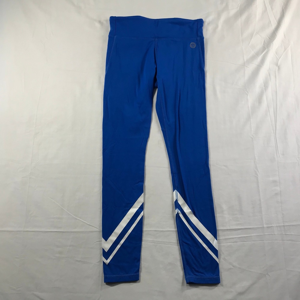 Tory Sport Womens Royal Blue Chevron Stripe Leggings Size M Zipper Pocket Active